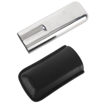 Cigar Case Holder Portable Leather 2 Holder Cigar Case with Stainless Steel Tube for Outdoor Travel Black