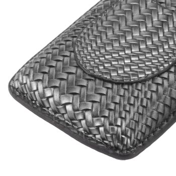 3 Finger Cigar Case Woven Pattern Portable Travel Leather Cigar Humidor Case Smoking Accessories Silver