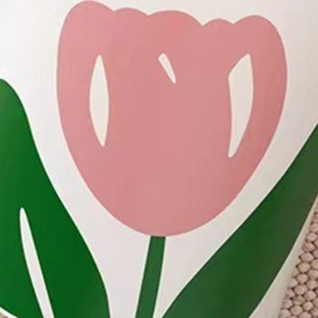 Floral Trash Can Large Mouth Cute Appearance Modern Style Garbage Waste Basket for Kitchen Bathroom Bedroom Round Large Size