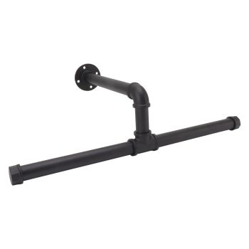 Wall Mount Clothes Rack Floating Iron Pipe Coat Hat Rack Multifunctional Clothing Hanger Black