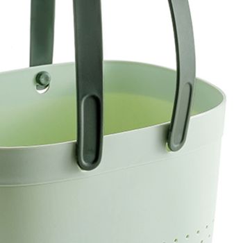 Portable Shower Basket with Ventilation Holes Large Capacity Plastic Portable Storage Basket with Handles for Bathroom Green