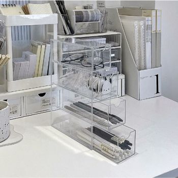 Glasses Storage Box 4 Layers Stackable Transparent Sunglasses Display Organizer for Office Bedroom