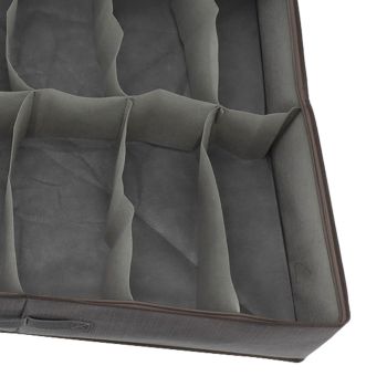 Under Bed Shoe Storage Organizer Drawer Foldable Fabric Container Box Closet with Cover Clear Window Gray Brushed