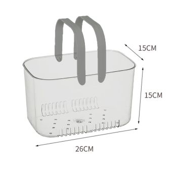 Clear Hand Basket Comfortable Handle Ventilation Holes Easy Access Versatile Fruit Storage Basket for Camping Grey
