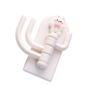 Self Adhesive Hanger Punch Free Rotating 3 Hooks Cute Animal Wall Door Holder for Keys Bowknot Rabbit