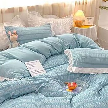 Ruffles Pillow Covers for Student Pure Color Breathable Lovely Pillow Cases for Dormitory Bedroom Pink 48x74cm/18.9x29.1in