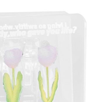 Double Sided Photo Clip Acrylic Tulip Pattern Multifunctional Transparent Paper Clamp for Organization Light Pink
