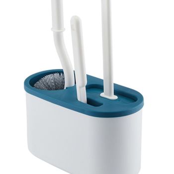 4 Pieces Toilet Bowl Brush Set Punch Free Wall Mounted Toilet Brush Holder with 3 Brush for Bathroom Blue