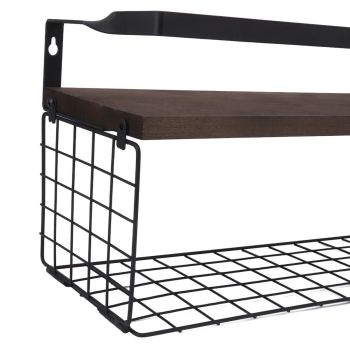 2 Set Wall Mounted Storage Shelves Bathroom Metal Wire Rustic Floating Shelf for Kitchen Office