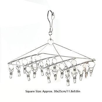 Clothes Drying Hanger Stainless Steel Multi Clip Laundry Drip Hanging Rack for Underwear Socks Hat Square