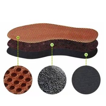 Bamboo Charcoal Deodorant Mesh Insoles Breathable Absorb Sweat Shoe Pads for Men Women Khaki 42