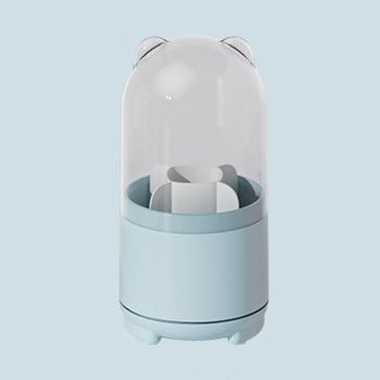 Makeup Brush Storage Container 360 Degree Rotating Dust Prevention Transparent Lid Large Capacity Makeup Brush Holder Blue