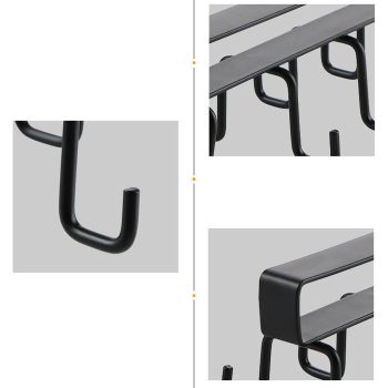 Kitchen Utensil Holder Hanger Iron Double Row Hook Spoon Shovel Shelving for Restaurant Black