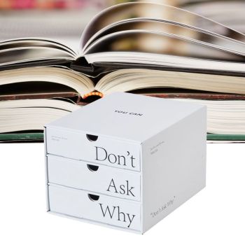 Desk Organizer with Drawer Corrugated Paper 3 Tier Desktop Storage Box for Home Dorm Office White