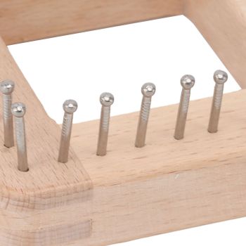 Mini Square Knitting Tool with Hooks Wooden Crochet Board for Weaving Mat Hairband Blanket Sock 10x10cm