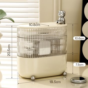 Desktop Storage Box 3 Tier Rotating Divided Organizer for Jewelry Data Cable Cosmetic Cream White