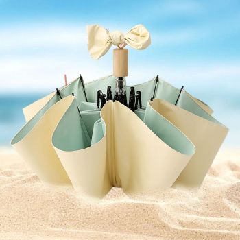 Travel Umbrella Ice Cream Color Sun Rain Proof UV Protection Foldable Portable Umbrella for Men Women Yellow Green