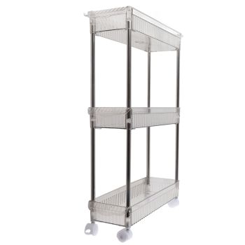 Bathroom Gap Shelf Bathroom Cosmetics Transparent Storage Rack Multi Layer Bathroom Organizer 3 Layers 37x12x50cm