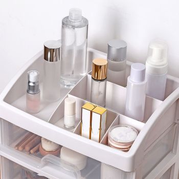 Desktop Organizer 3 Drawer Clear Plastic Desk Storage for Office Stationary Makeup Organizer Bathroom White