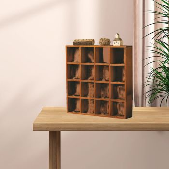 Wall Mounted Figures Display Shelves Rack Retro Wooden Figures Display Case for Home Bedroom 16 Grids