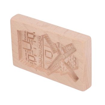 Wooden Cookie Mould Beechwood Reusable Washable Biscuit Press Stamp Mold for Kitchen Baking Windmill