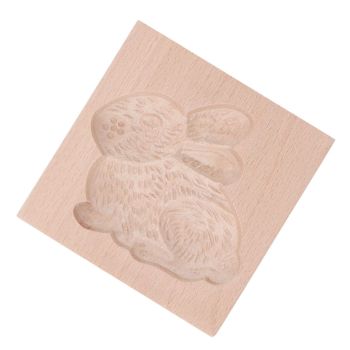 Wooden Cookie Mould Beechwood Reusable Washable Biscuit Press Stamp Mold for Kitchen Baking Rabbit