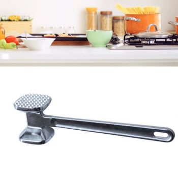 Meat Tenderizer Aluminium Alloy Round Silver Ergonomic Meat Mallet for Kitchen Steak