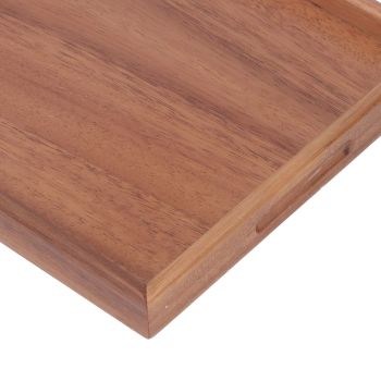 Bamboo Tea Serving Tray Multifunction Decorative Rectangle Bamboo Vanity Tray for Hotel Home Bathroom L