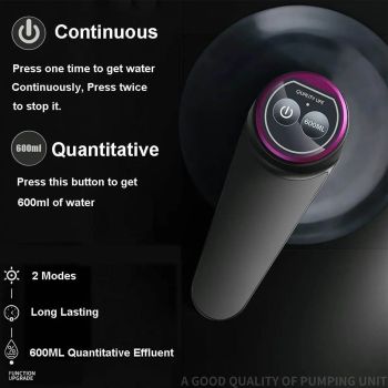Water Bottle Dispenser BPA Free Quiet 4W 1200mAh Battery Portable Automatic Drinking Water Pump for Home Office Black