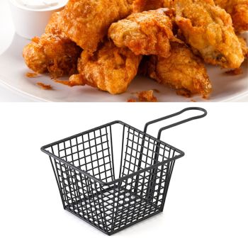 Fryer Basket Iron French Fry Holder Frying Strainer with Handle for Restaurant Home Black