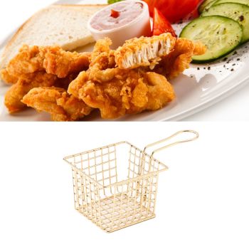 Fryer Basket Iron French Fry Holder Frying Strainer with Handle for Restaurant Home Imitation Gold