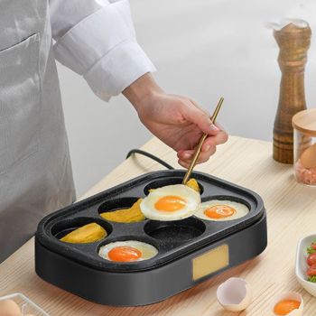 6 Hole Egg Frying Pan Nonstick Breakfast Pot Multifunctional Breakfast Maker Hamburger Machine Without Pot Cover