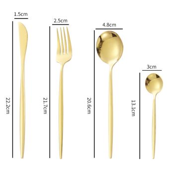 12Pcs Tableware Set Spoons Knives Forks Glossy 410 Stainless Steel Cutlery Set for Home Restaurant Gold