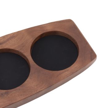 Boat Shape Coffee Tamper Holder Walnut Wood Coffee Distributor Holder Station for Cafe Western Restaurant Bar Family Kitchen 51mm