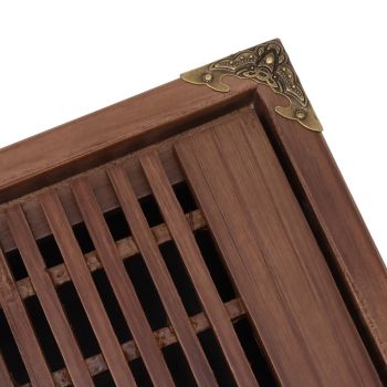 Kungfu Tea Tray Chinese Gongfu Tea Tray Drainage Water Storage Wood Tea Table with Drain Pipe Light Black Orchid