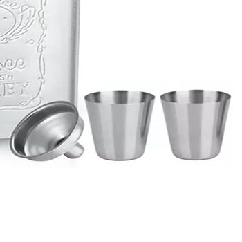 Hip Flask Portable Leak Proof Stainless Steel Whisky Hip Flask with Funnel for Hiking Climbing Fishing Camping 7oz