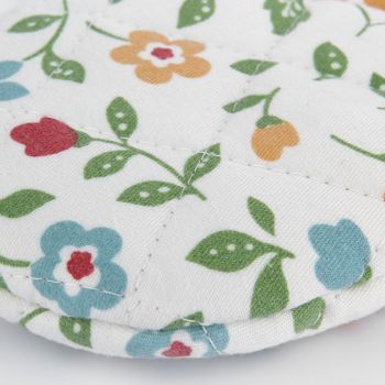 1 Pair Oven Gloves Non Slip Flower Grass Pattern Heat Resistant Microwave Mitts for Cooking Kitchen