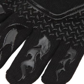 BBQ Gloves Fireproof 800℃ Heat Resistant Double Sided Silicone Large Grill Gloves for Oven Barbecue Cooking Black