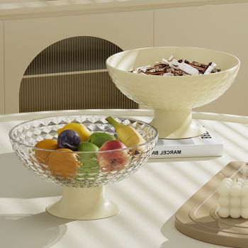 Fruit Tray Plate Holder Plastic Footed Snacks Vegetables Fruits Basket Bowl for Kitchen Counter Dining Room Tables Cream White