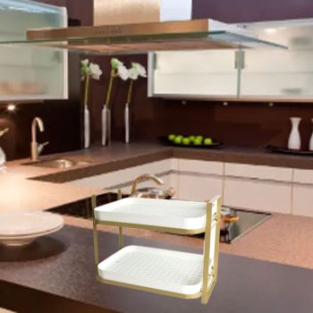 Double Layer Coffee Mug Holder Large Capacity Tea Set Storage Rack Kitchen Tray Drain Box Mug Stand White