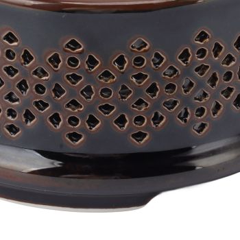 Teapot Warmer Tea Coffee Warmer Base Ceramic Heater with Spoon Lid and Candle Holder Brown
