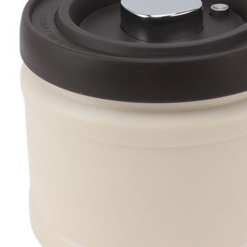 Vacuum Sealed Coffee Container 304 Stainless Steel Press Type Airtight Food Storage Container for Coffee Beans Tea Nuts 1100ML Beige