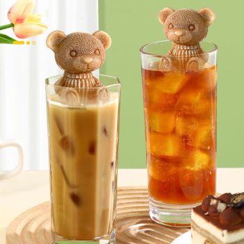 Little Bear Shape Ice Mold 4 Grids Silicone Ice Block Mould for Making Ice Cream Cake Candle Green