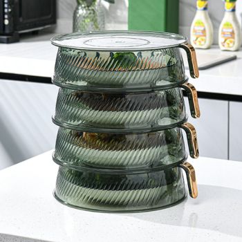 Transparent Green Insulated Food Cover Stackable Multilayer Dustproof Thermal Vegetable Storage Cover 4 Layer