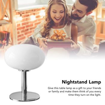 Bedside Table Lamp Iron Base Cute Shape Simple Modern Elegant Nightstand Lamp for Home Button Switch White