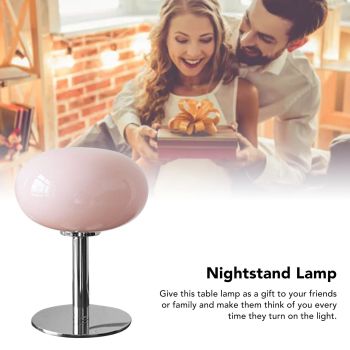 Bedside Table Lamp Iron Base Cute Shape Simple Modern Elegant Nightstand Lamp for Home USB Button Switch Pink