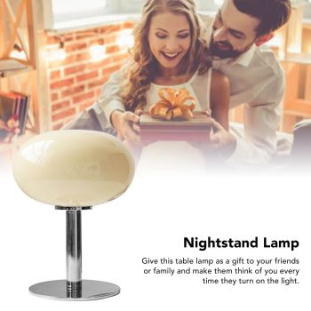 Bedside Table Lamp Iron Base Cute Shape Simple Modern Elegant Nightstand Lamp for Home USB Button Switch Beige