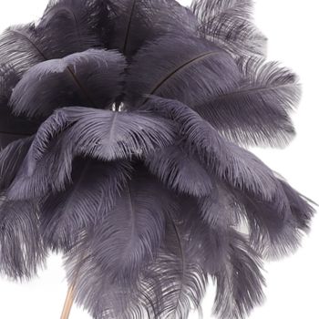 Ostrich Feather Table Lamp Rechargeable Modern Romantic Decoration Lamp Bedroom Bedside Lamp for Home Decoration Grey