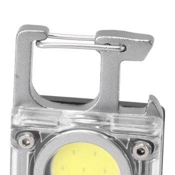 800LM COB Keychain Work Light Rechargeable Mini LED Flashlightht Outdoor Flashlight Bottle Opener Signal Light K45 Silver