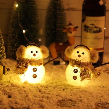 2pcs Enchanting Illuminated Mini Snowman Ornament for Christmas Home Decor
